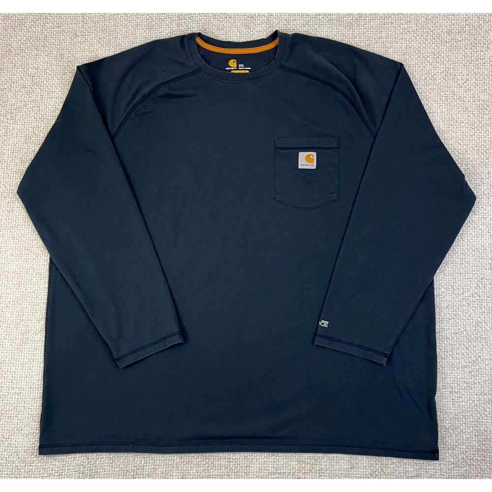 Carhartt Force Relaxed Fit Pocket T-Shirt Men's 2XL Blue Long Sleeve Work Tee